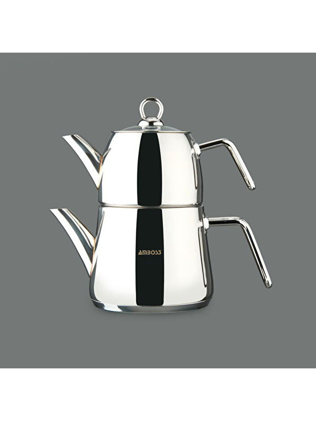 Gri Diamond Orta Boy Çaydanlık - Inox - 1,2 lt + 1,8 lt-1