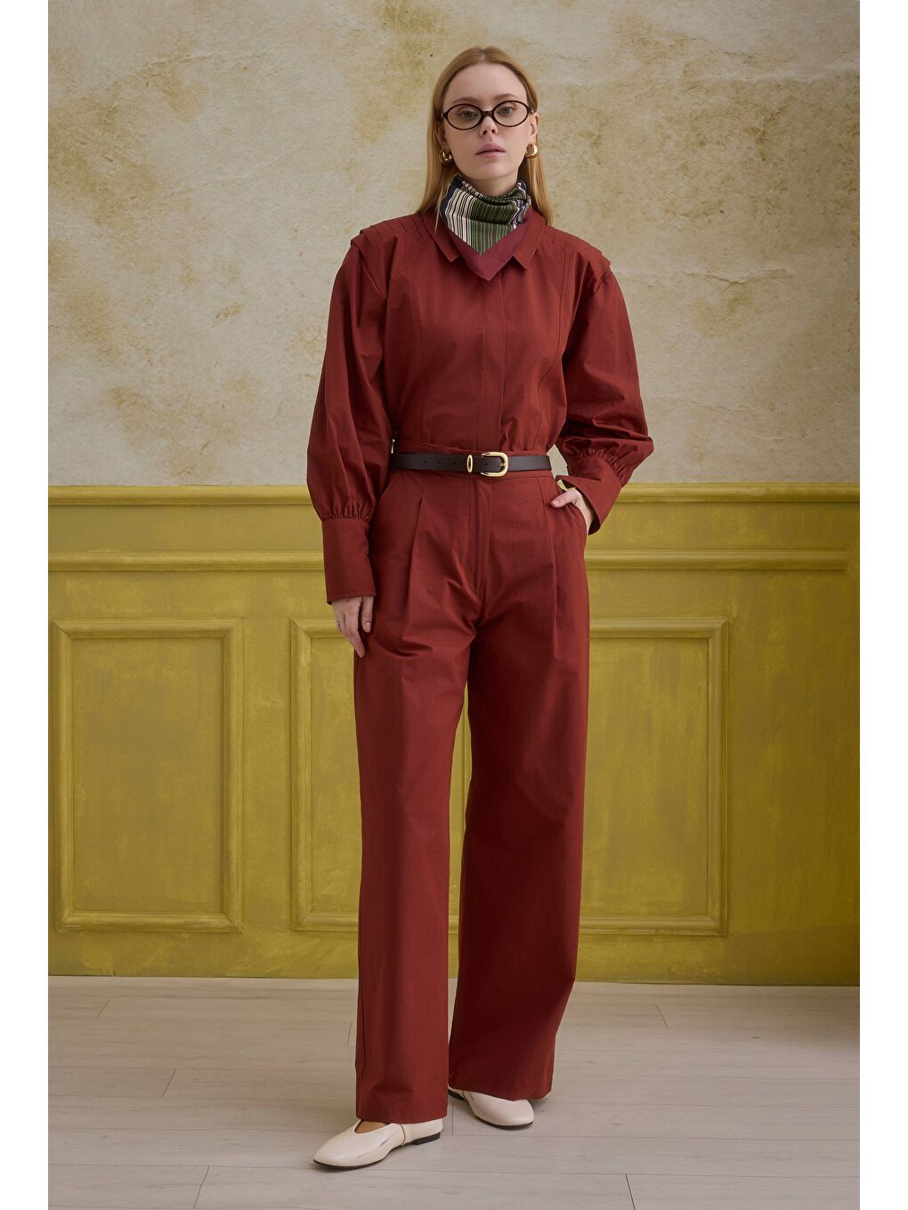 %100 Pamuk Pantolon Bordo