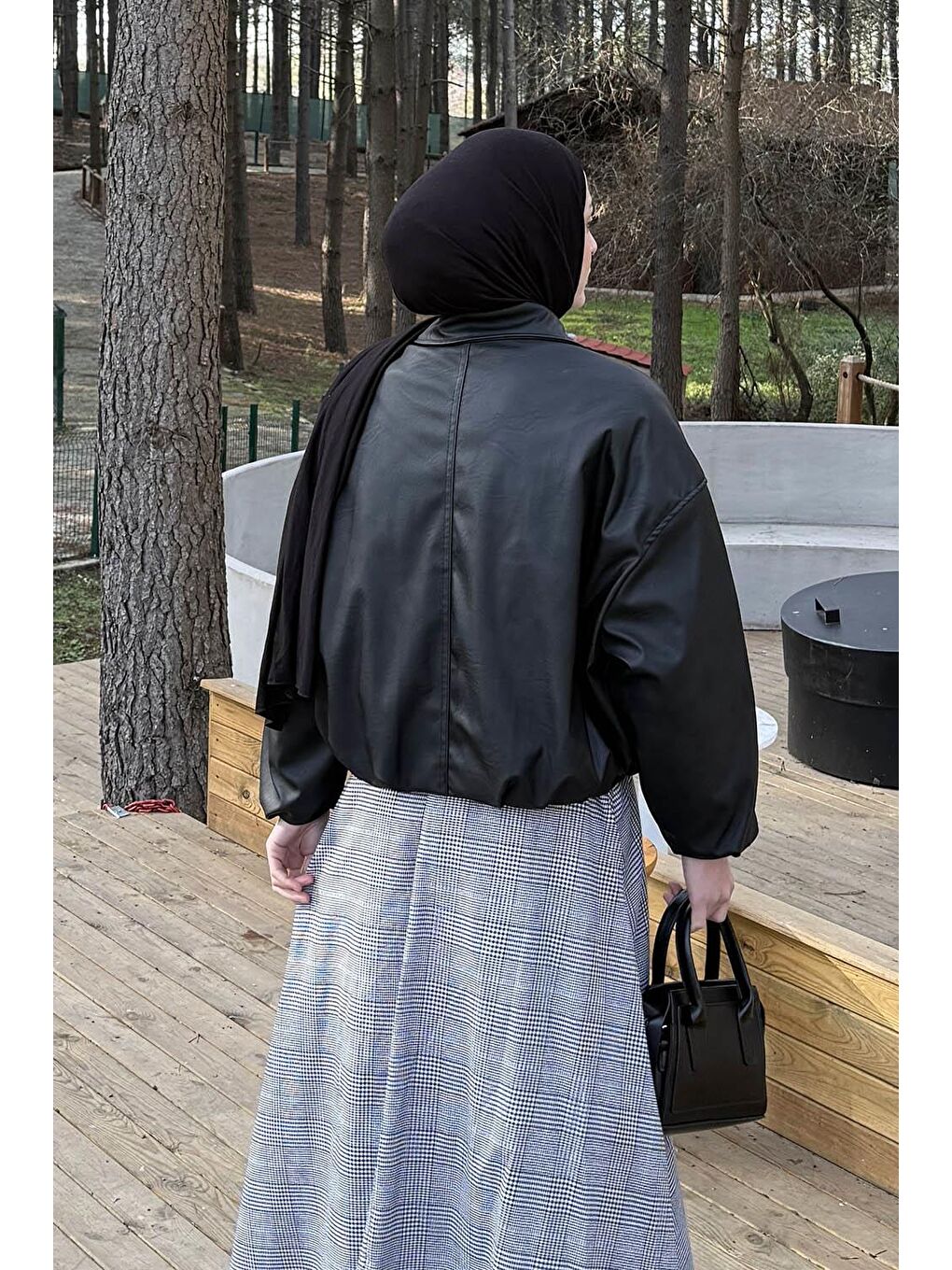 Kemerli Deri Ceket Siyah-3