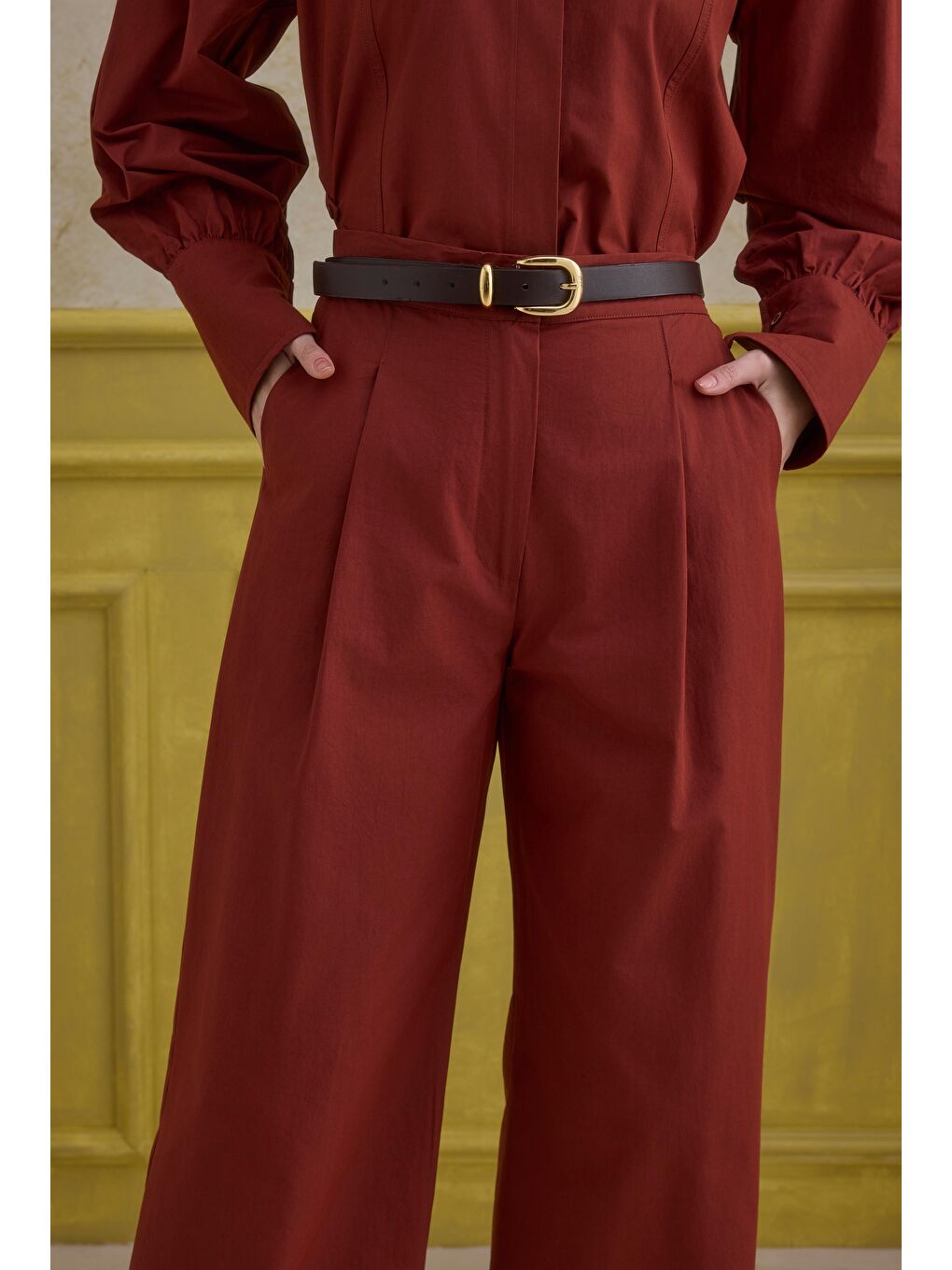 %100 Pamuk Pantolon Bordo-2