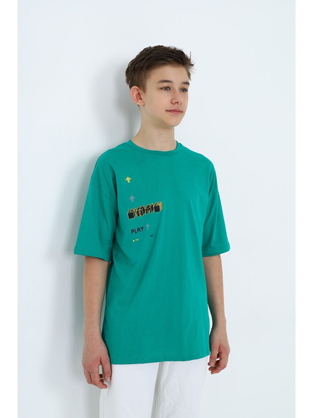 Yeşil Erkek Çocuk Baskılı Tişört