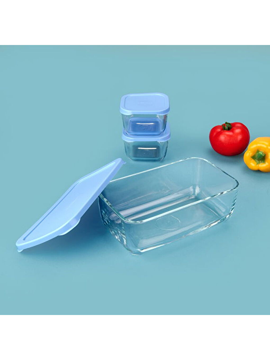 Snowbox 3'lü Saklama Kabı - Şeffaf / Mavi-5