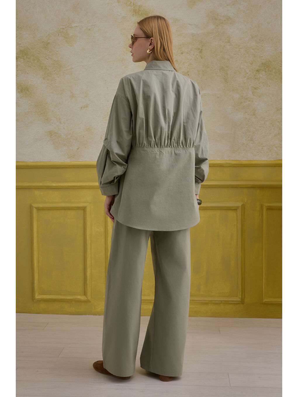 Yeşil %100 Pamuk Pantolon Adaçayı-3