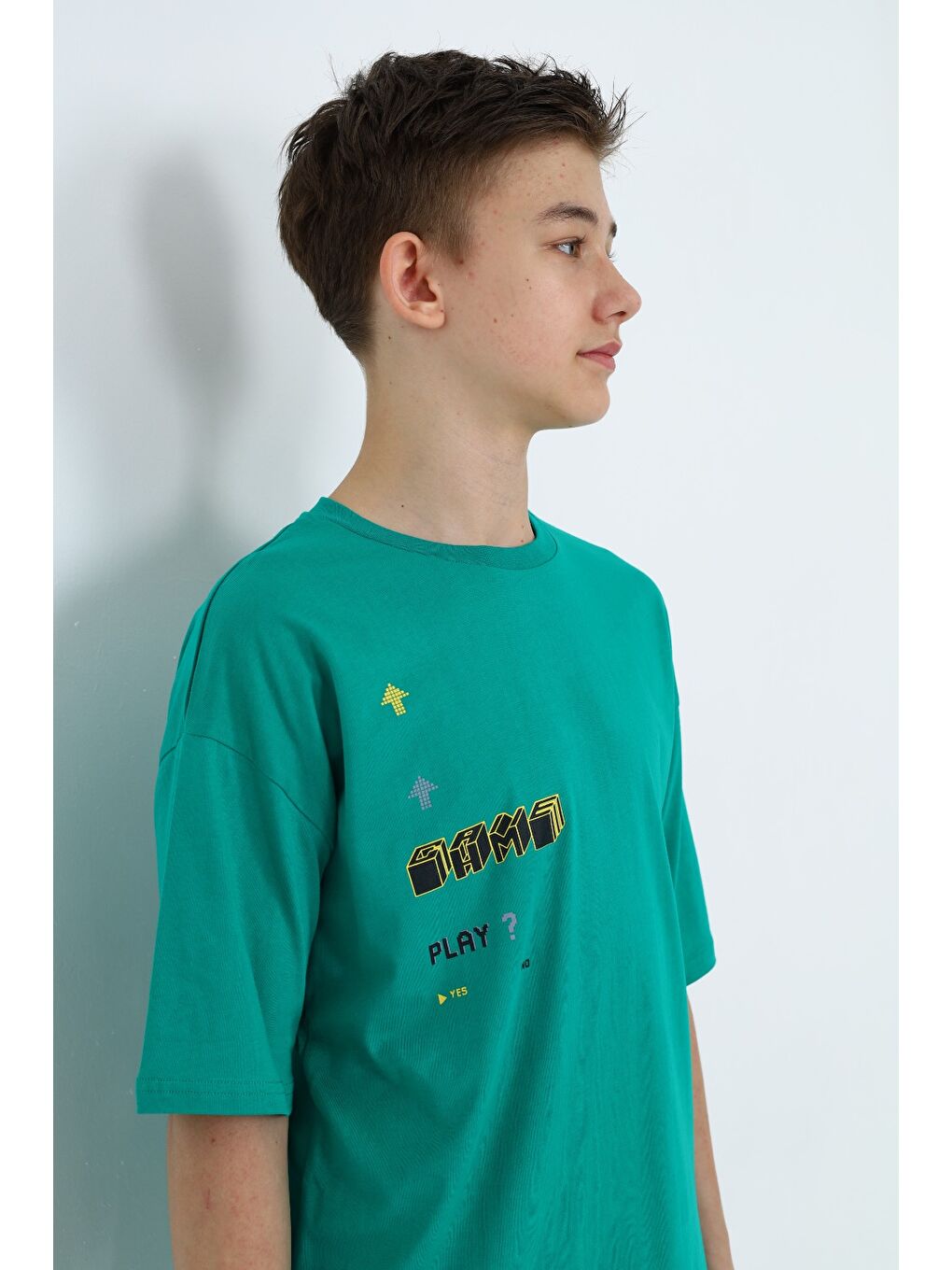 Yeşil Erkek Çocuk Baskılı Tişört-2