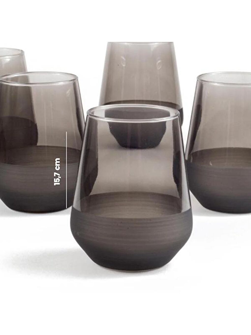 RAKLE Gri Matte 6'lı Bardak - Füme - 420 ml - 2