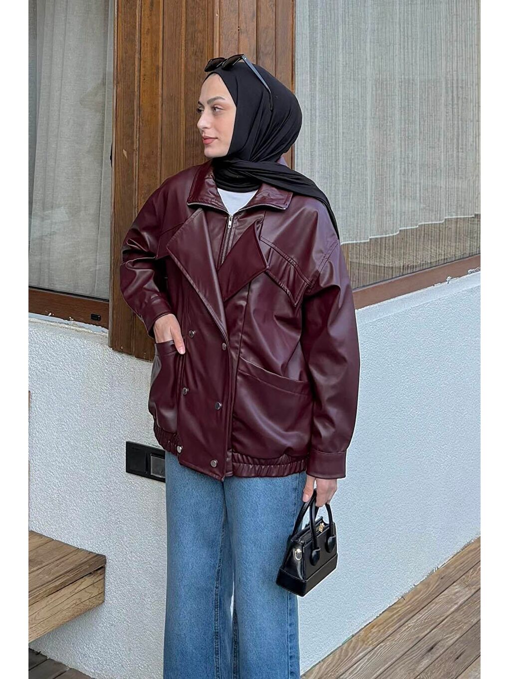 Premium Deri Ceket Bordo-1