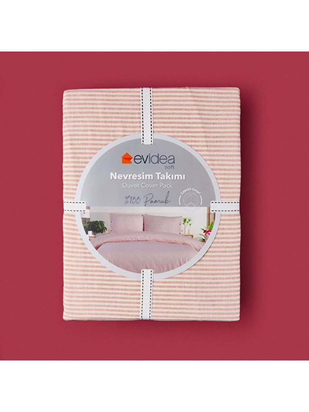 Kahverengi Soft Stripe Çift Kişilik Nevresim Takımı - Kiremit-3