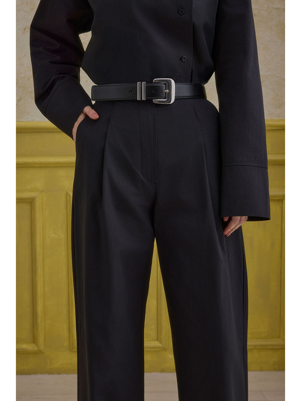 %100 Pamuk Pantolon Siyah-1