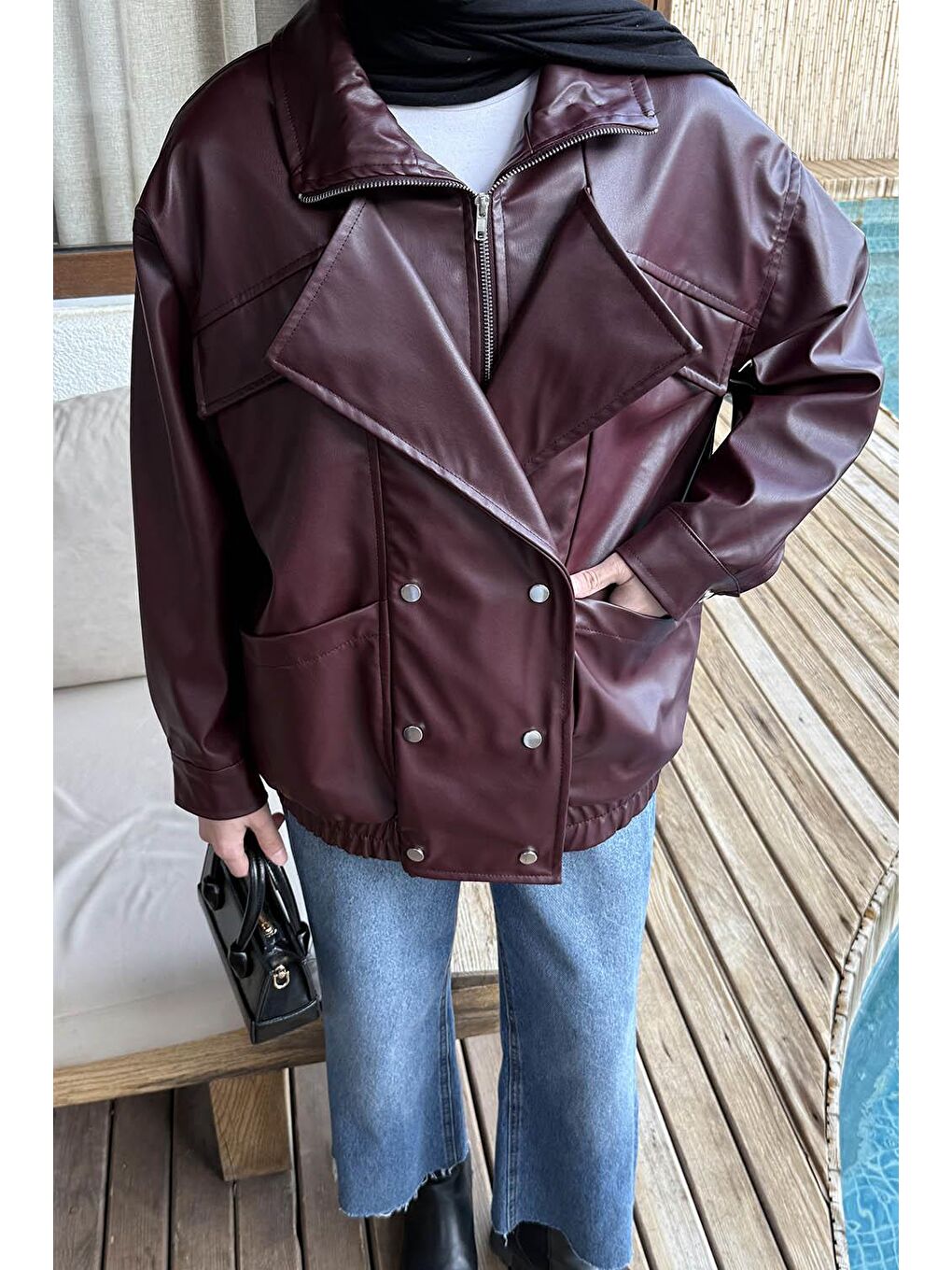 Premium Deri Ceket Bordo-2