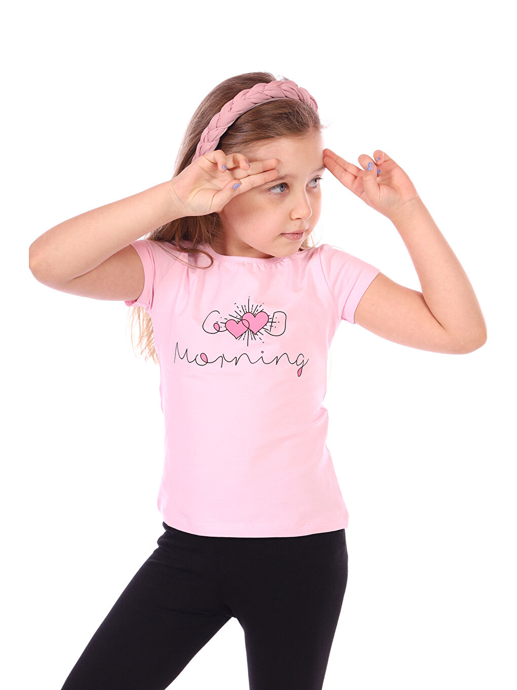 Pembe Kız Bebek Good Morning Baskılı Tişört