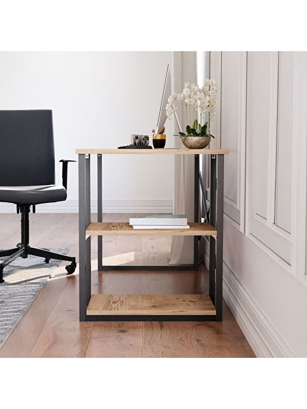 Kahverengi Raflı Çalışma Masası - Atlantik Çam - 120 cm-1