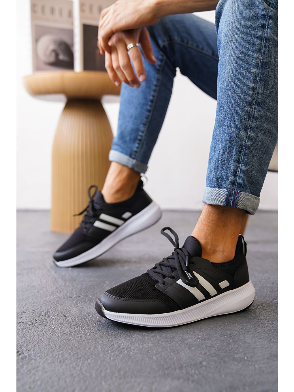 Siyah Daniel Günlük Ortopedik Erkek Sneaker Spor Ayakkabı-1