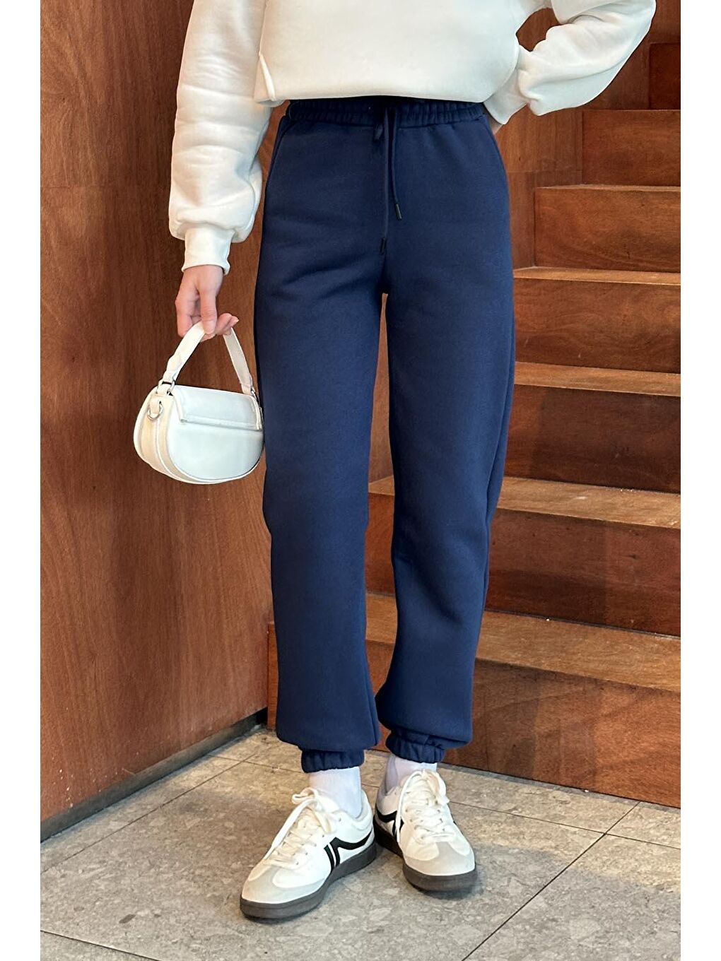 Üç İplik Şardonlu  Eşofman Altı Lacivert