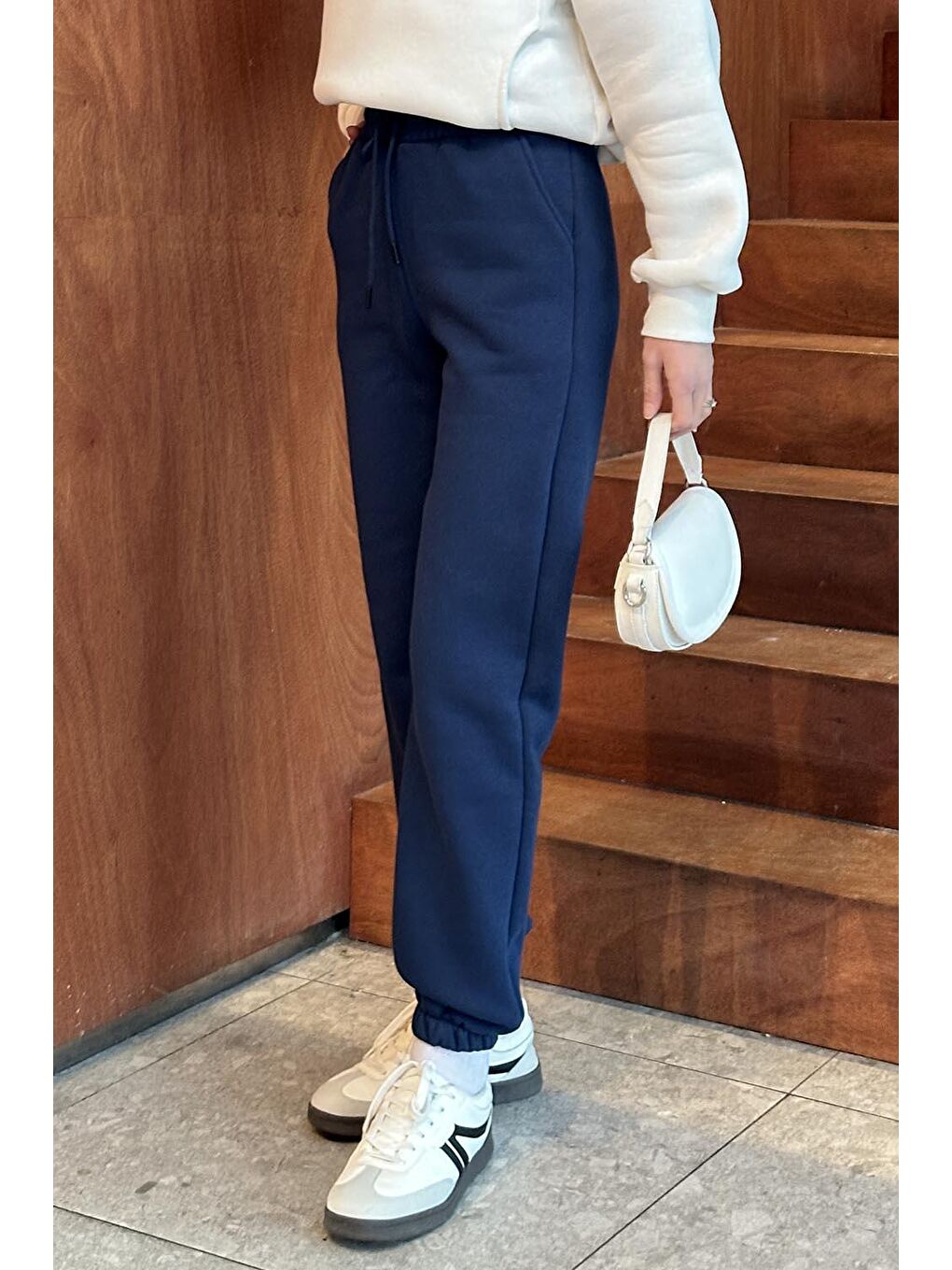 Üç İplik Şardonlu  Eşofman Altı Lacivert-1