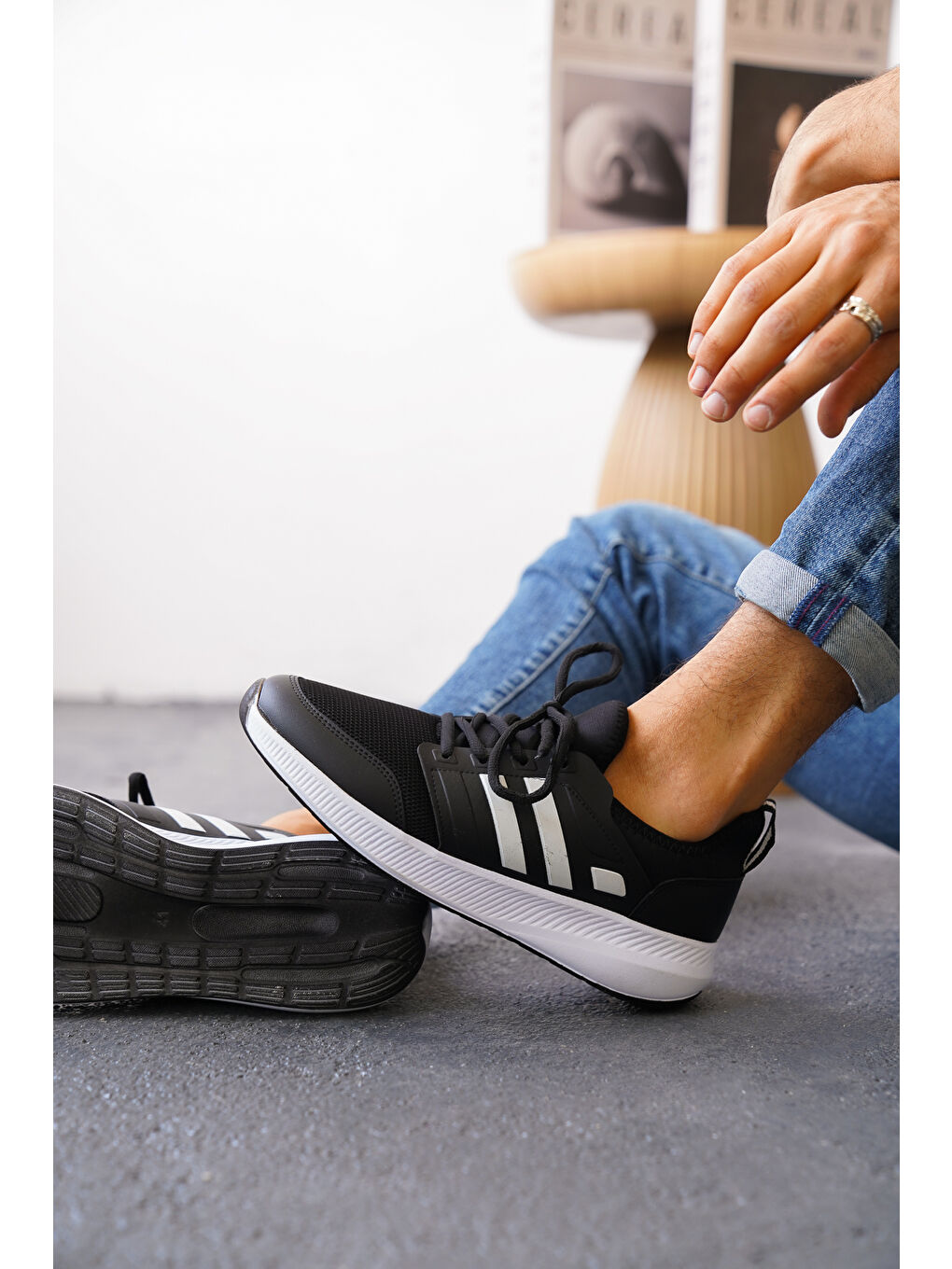 Siyah Daniel Günlük Ortopedik Erkek Sneaker Spor Ayakkabı-4