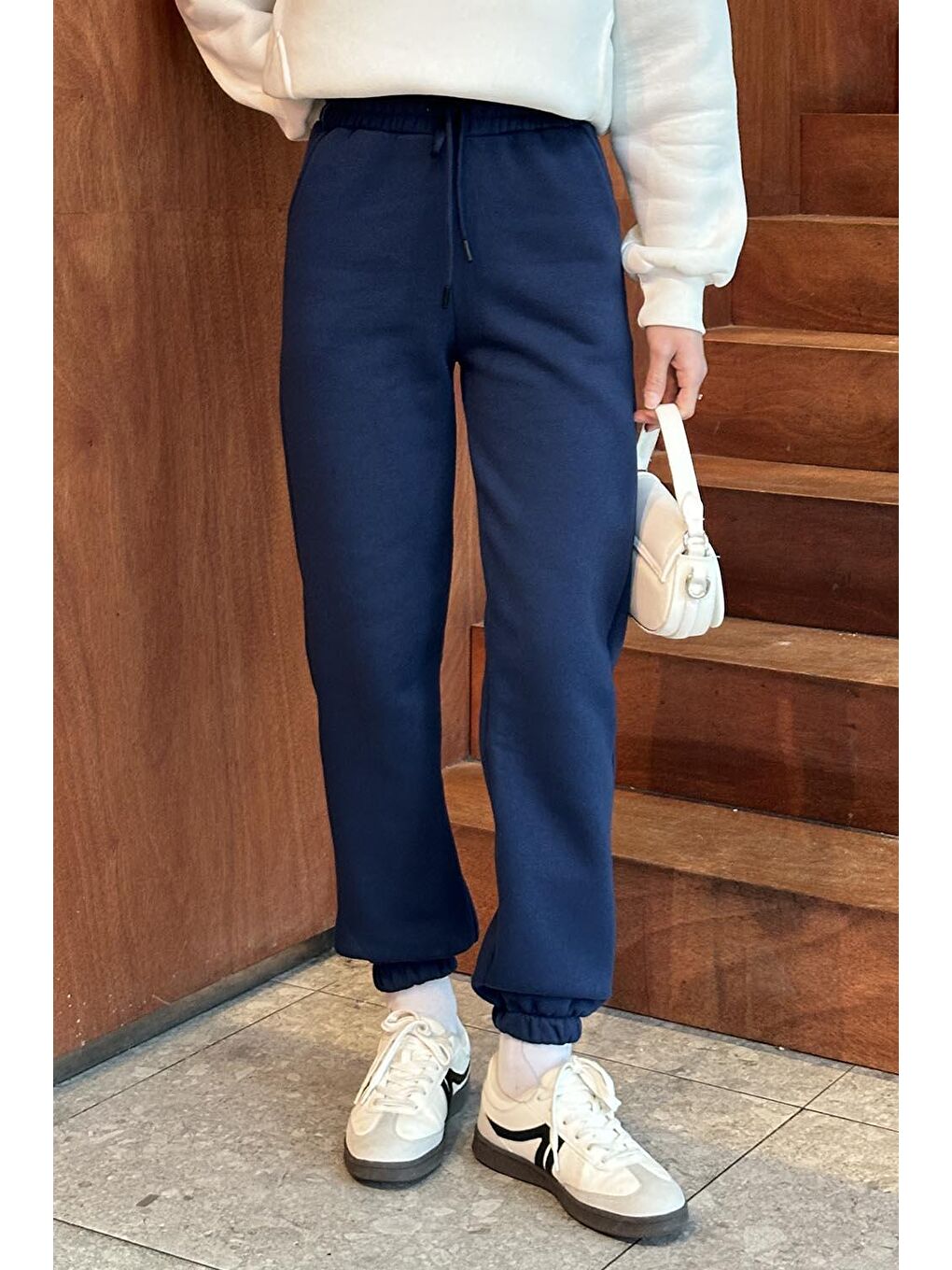 Üç İplik Şardonlu  Eşofman Altı Lacivert-3