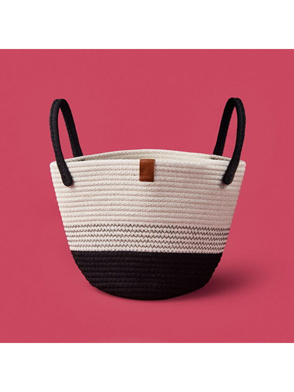 Elegant Curves Dekoratif Sepet - Beyaz / Siyah - 15x20x20 cm