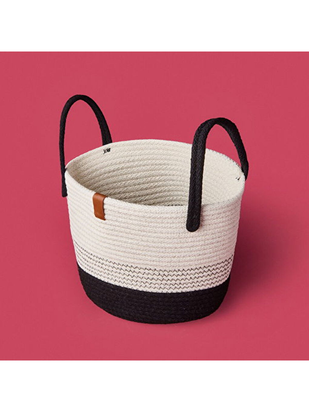 Elegant Curves Dekoratif Sepet - Beyaz / Siyah - 15x20x20 cm-2