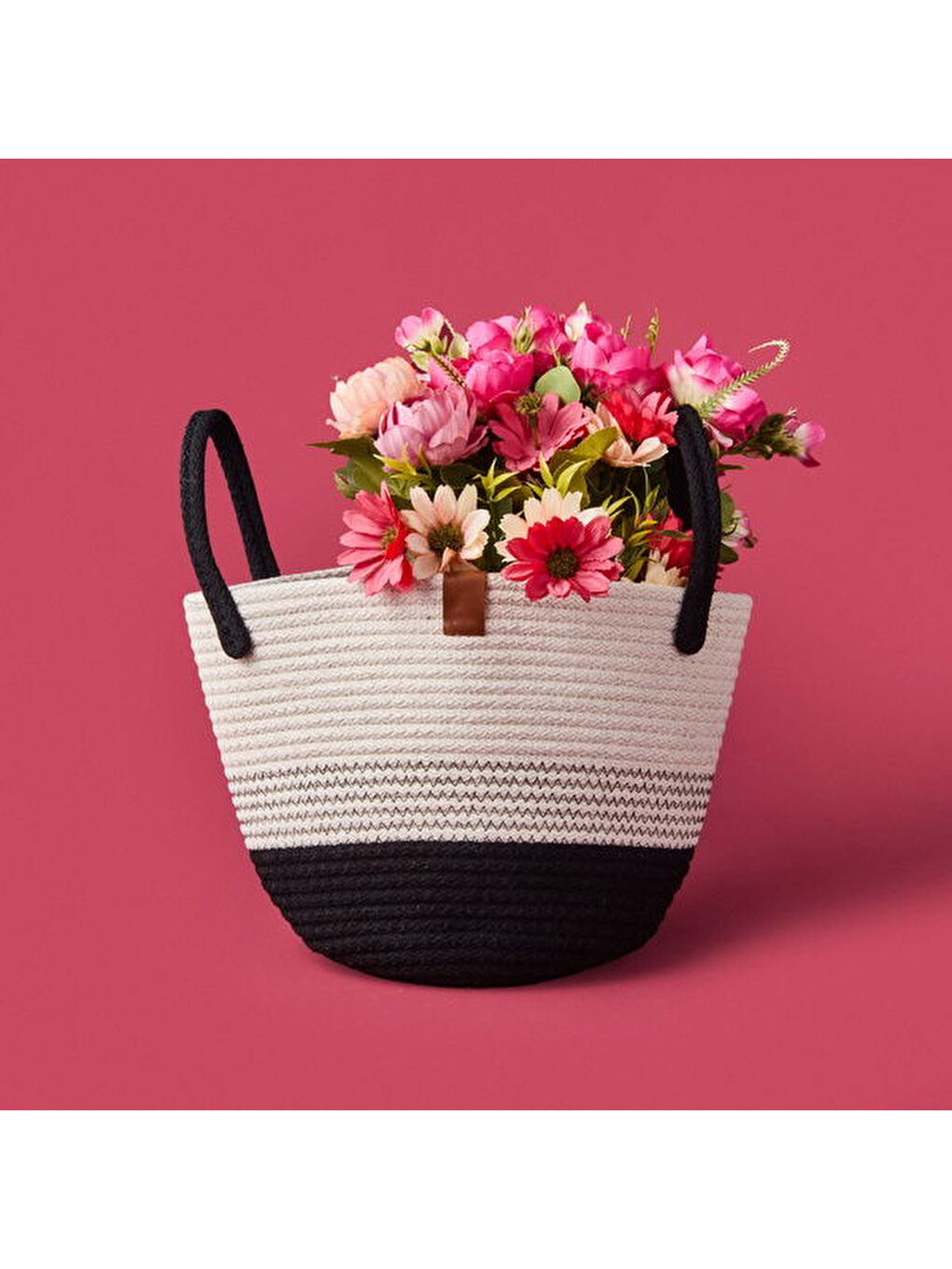 Elegant Curves Dekoratif Sepet - Beyaz / Siyah - 15x20x20 cm-3