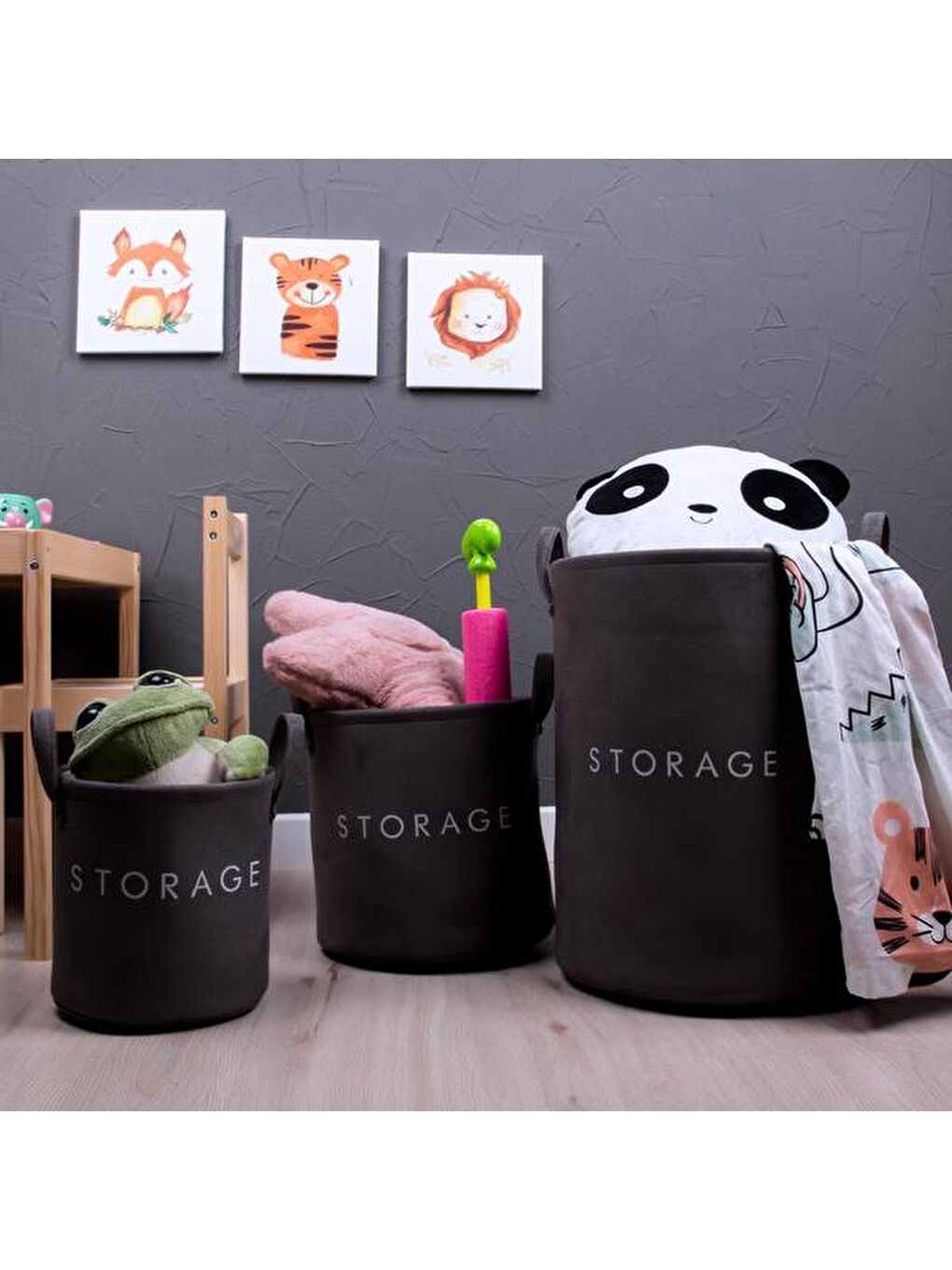 Çok Amaçlı Silindir Sepet - Antrasit - 32x36 cm-1