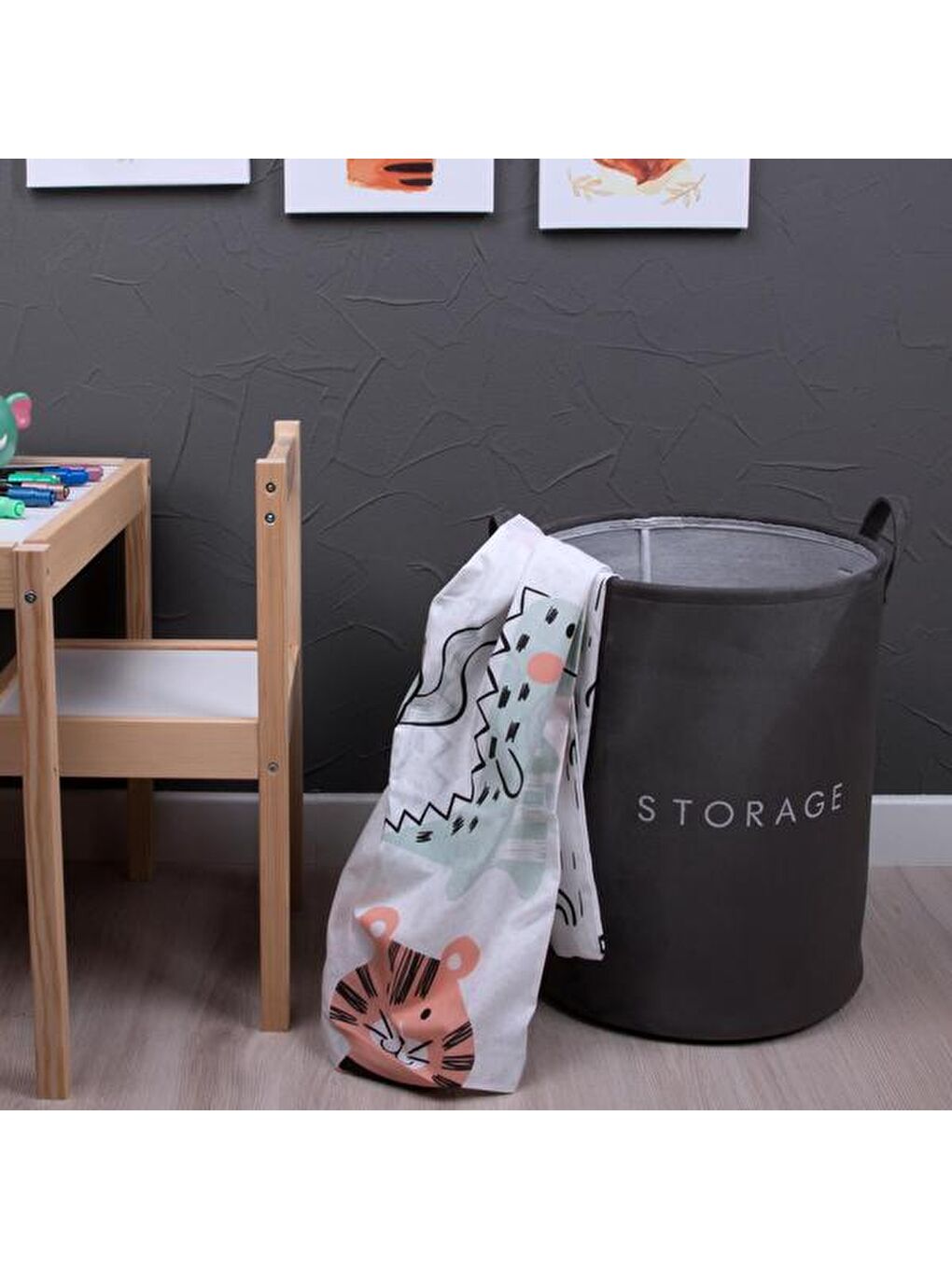 Çok Amaçlı Silindir Sepet - Antrasit - 32x36 cm-4
