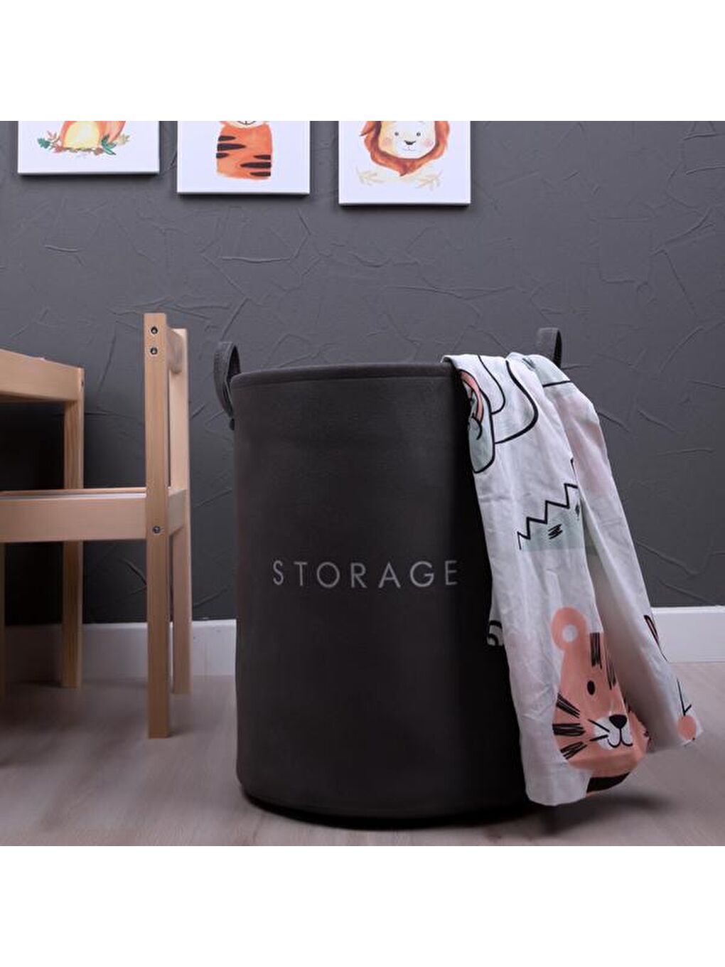 Çok Amaçlı Silindir Sepet - Antrasit - 32x36 cm-5