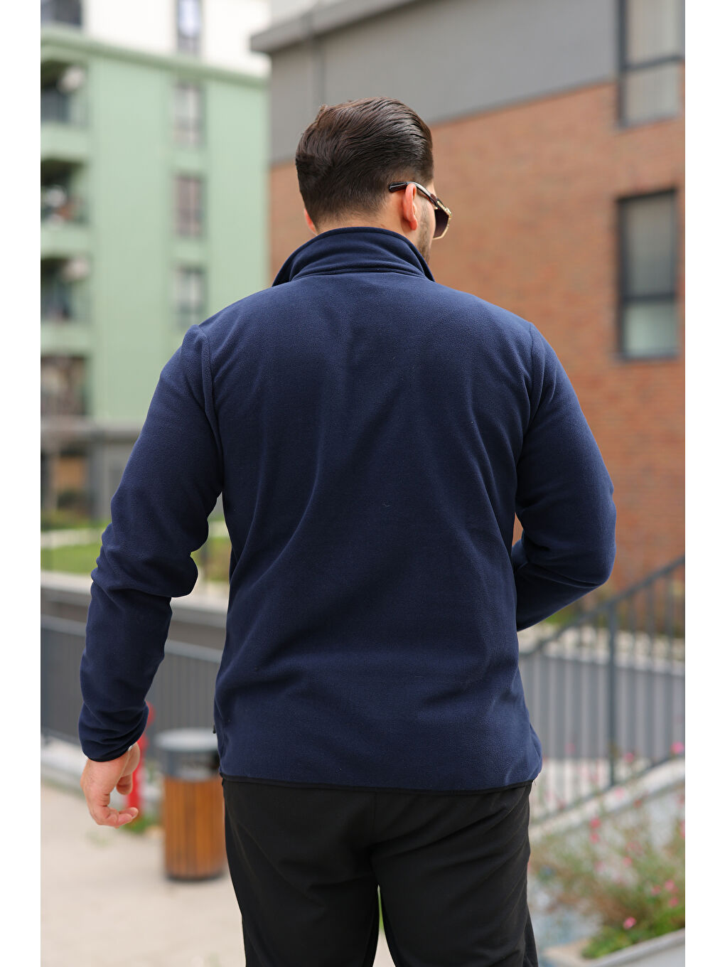 Erkek Kışlık Trend Fermuarlı Cepli Lacivert Polar Hırka-3