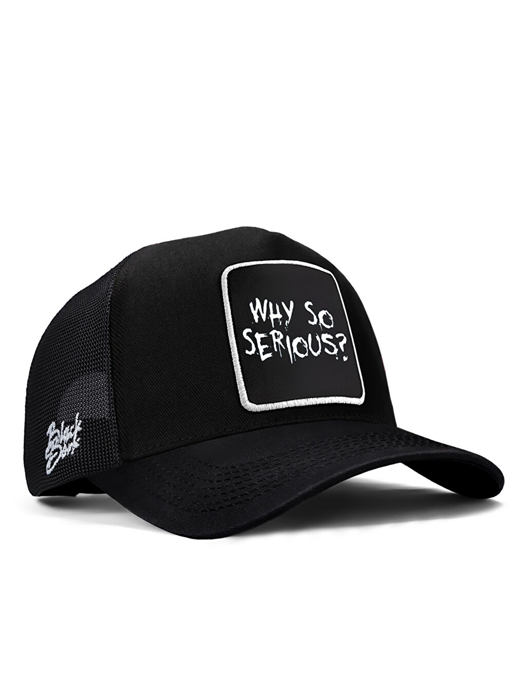 BlackBörk Gri V1 Trucker Why So Serious - 1sb Logolu Unisex Siyah Şapka (CAP)