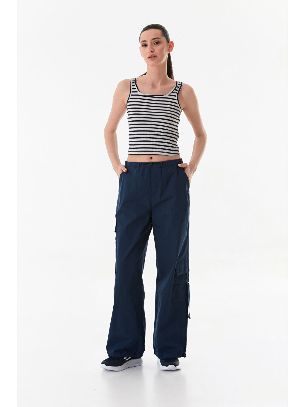 Lacivert Çizgili U Yaka Body-1