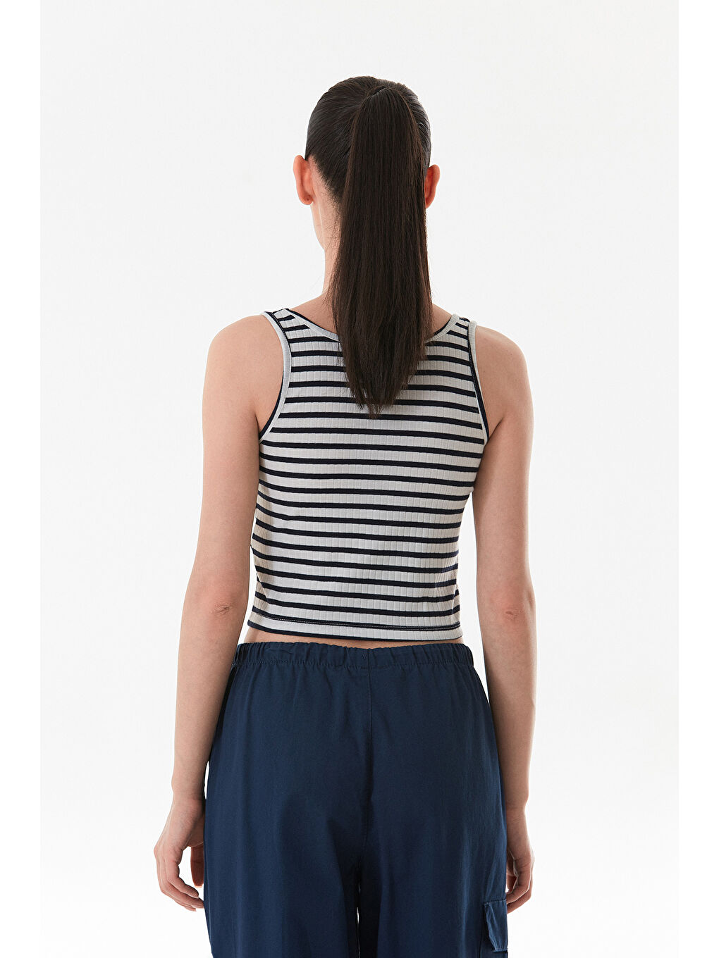 Lacivert Çizgili U Yaka Body-2