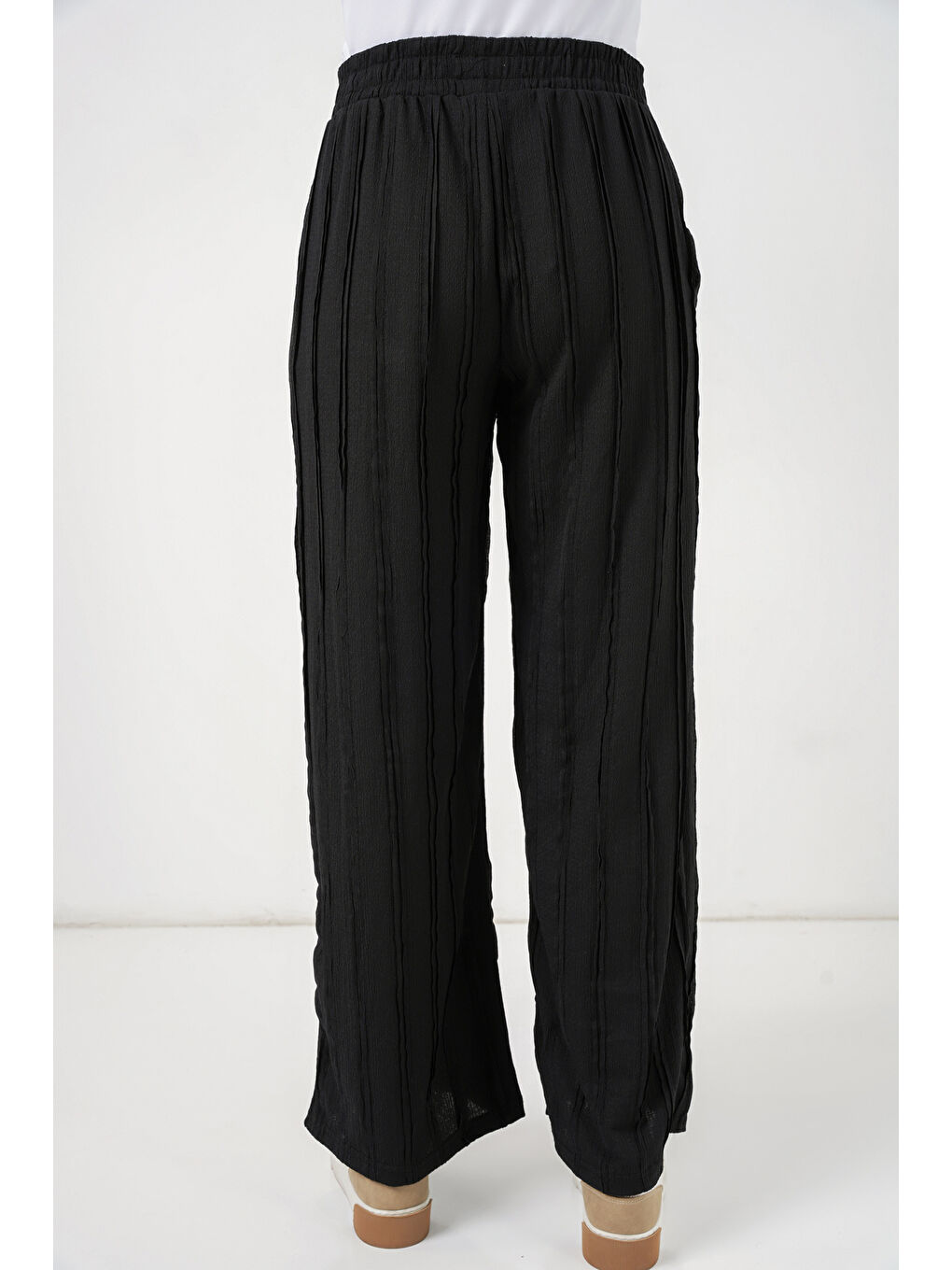 Kadın Dokulu Esnek Örme Pantolon 30077 - Siyah-6