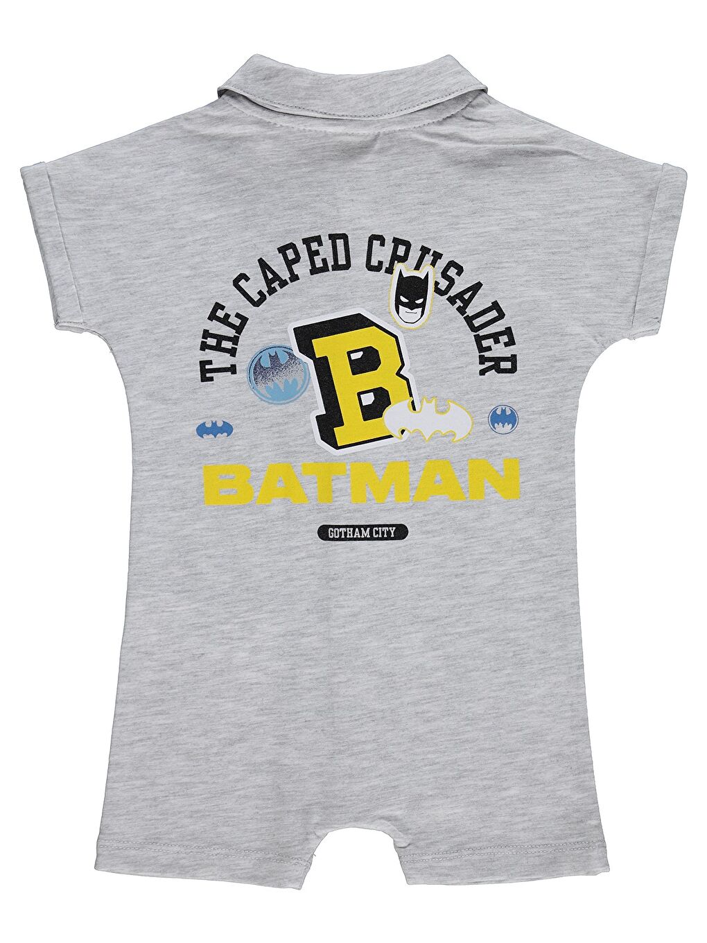 Beyaz Baby Batman Baskılı 6-18 Ay Tulum - Gri-1