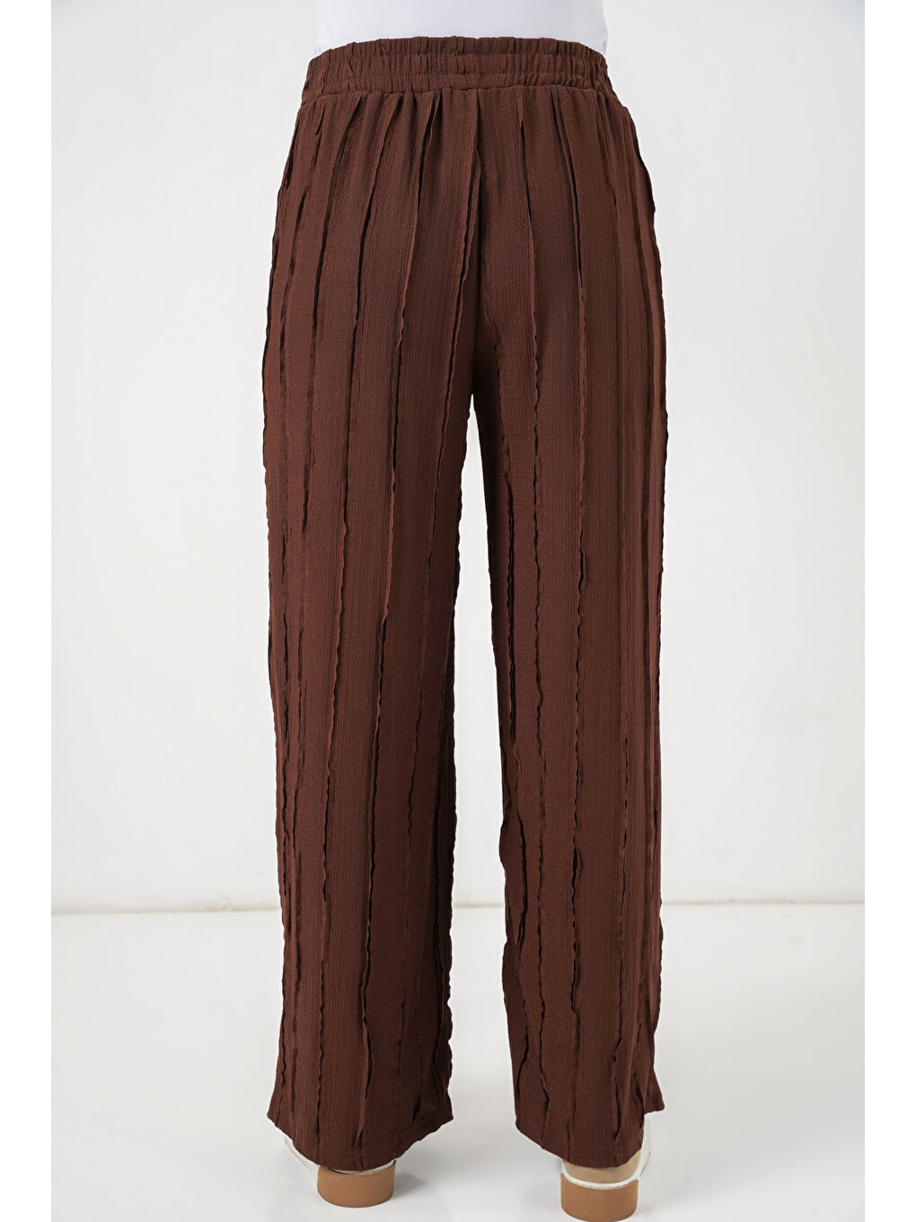 Kadın Dokulu Esnek Örme Pantolon 30077 - Kahverengi-6