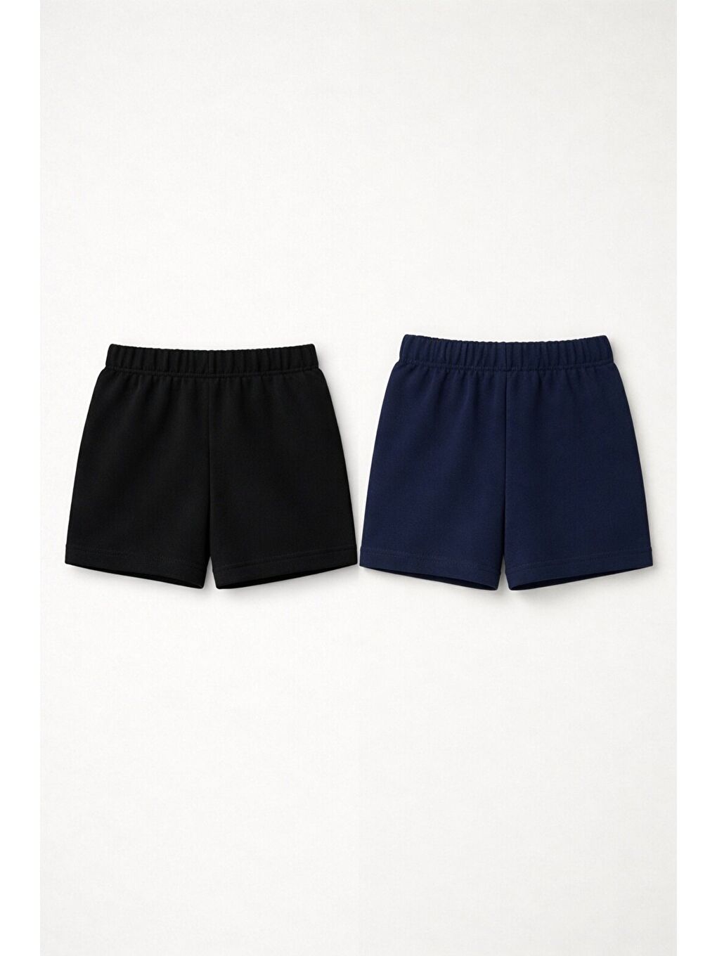 Siyah 2li Set Genç Kız Beli Lastikli Basic Pamuklu Şort