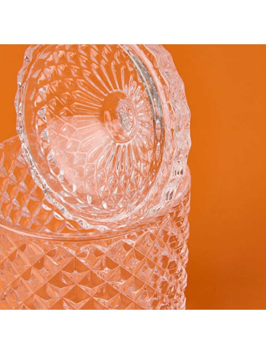 Renksiz Baklava Desen Cam Kristal Şekerlik - Şeffaf - 8 cm-1