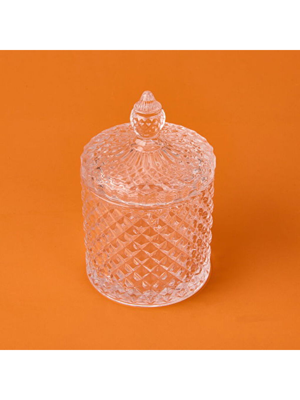 Renksiz Baklava Desen Cam Kristal Şekerlik - Şeffaf - 8 cm-2