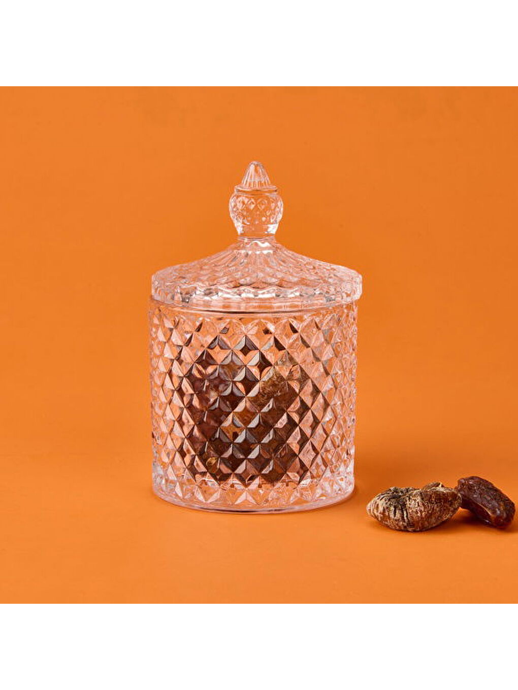 Renksiz Baklava Desen Cam Kristal Şekerlik - Şeffaf - 8 cm-3