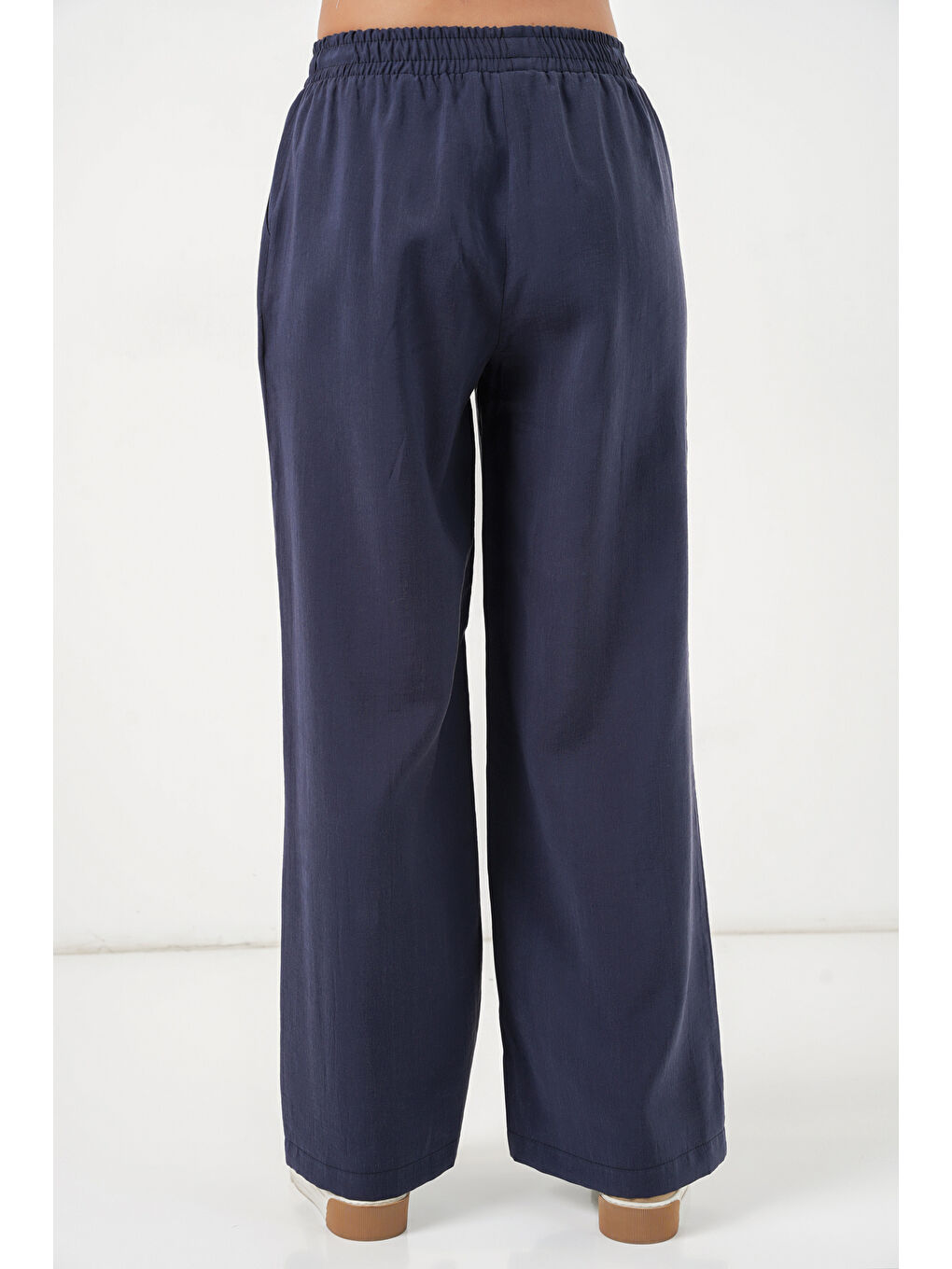 Kadın Beli Lastikli Bol Paça Pantolon 30087 - Lacivert-5