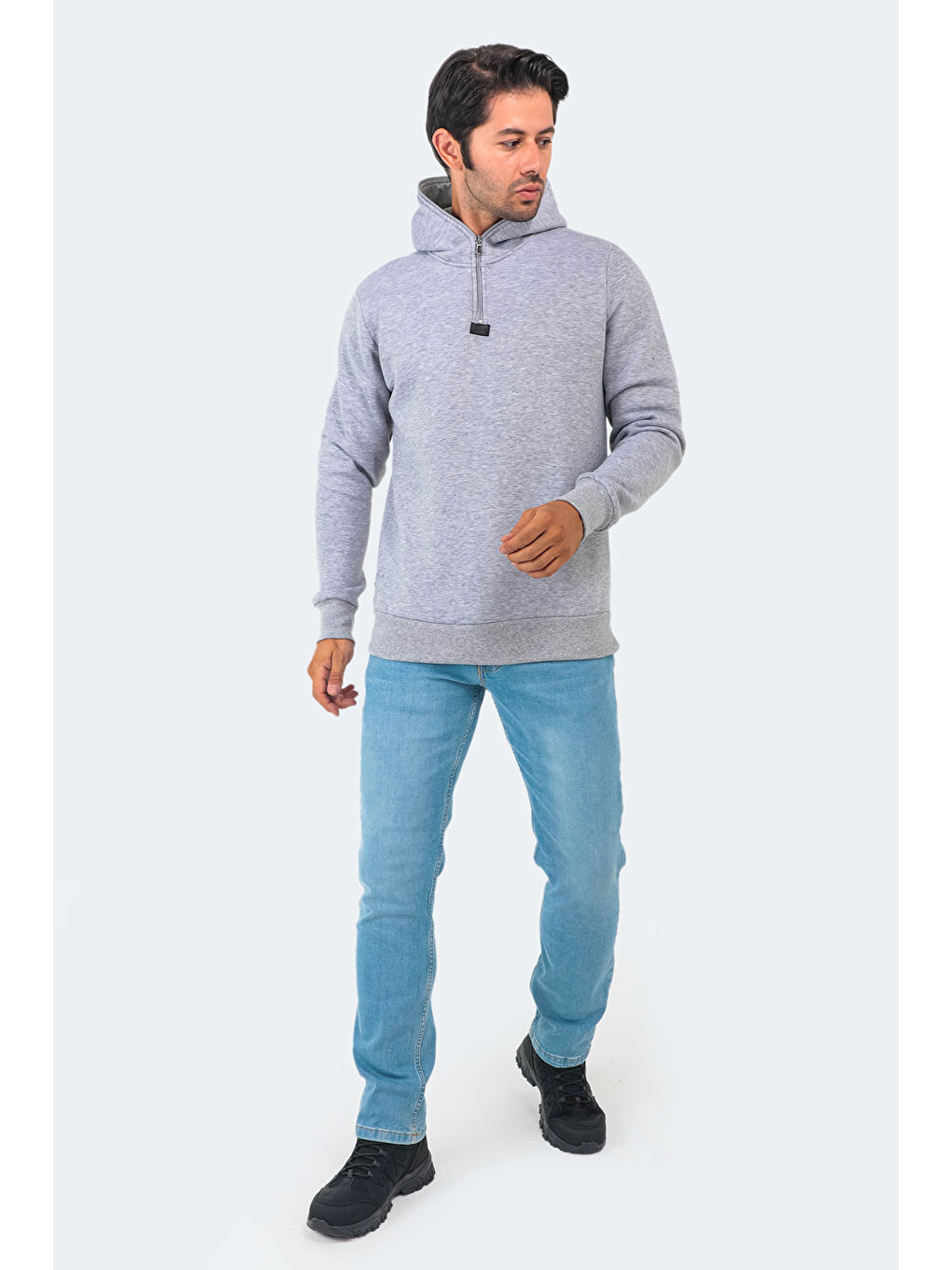 BAHA Erkek Kapüşonlu Sweatshirt Gri-6