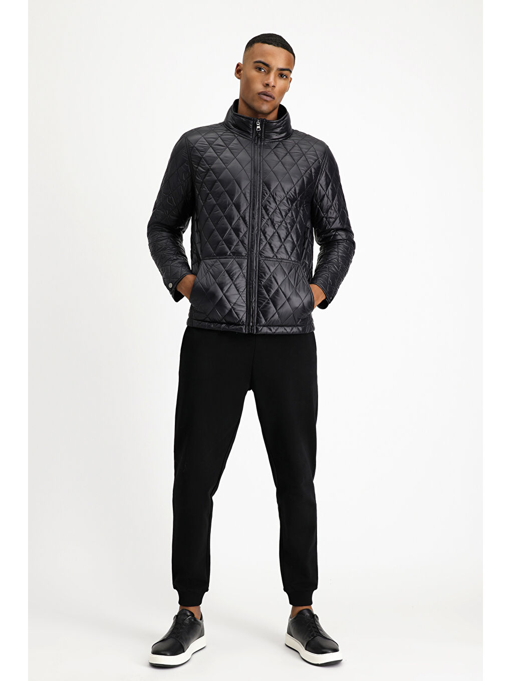 Siyah Kapitone Spor Şişme Mont-1