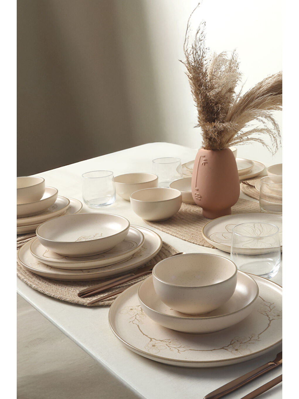 Karışık Taupe Bloom Nordıc Yemek Takımı 24 Parça 6 Kişilik-5