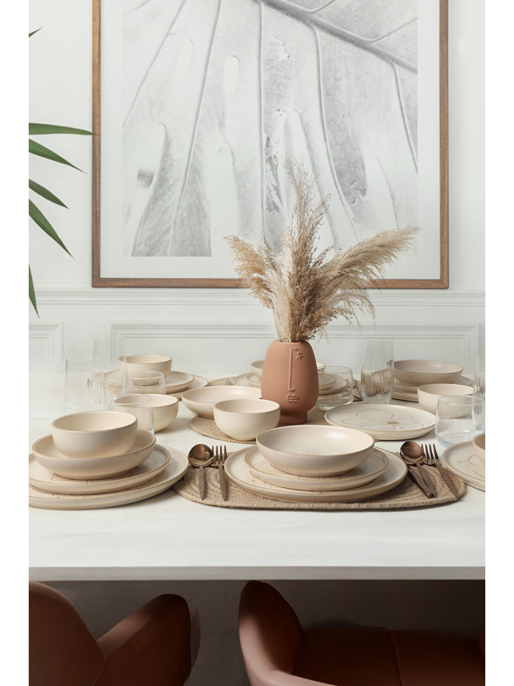 Karışık Taupe Bloom Nordıc Yemek Takımı 24 Parça 6 Kişilik-6