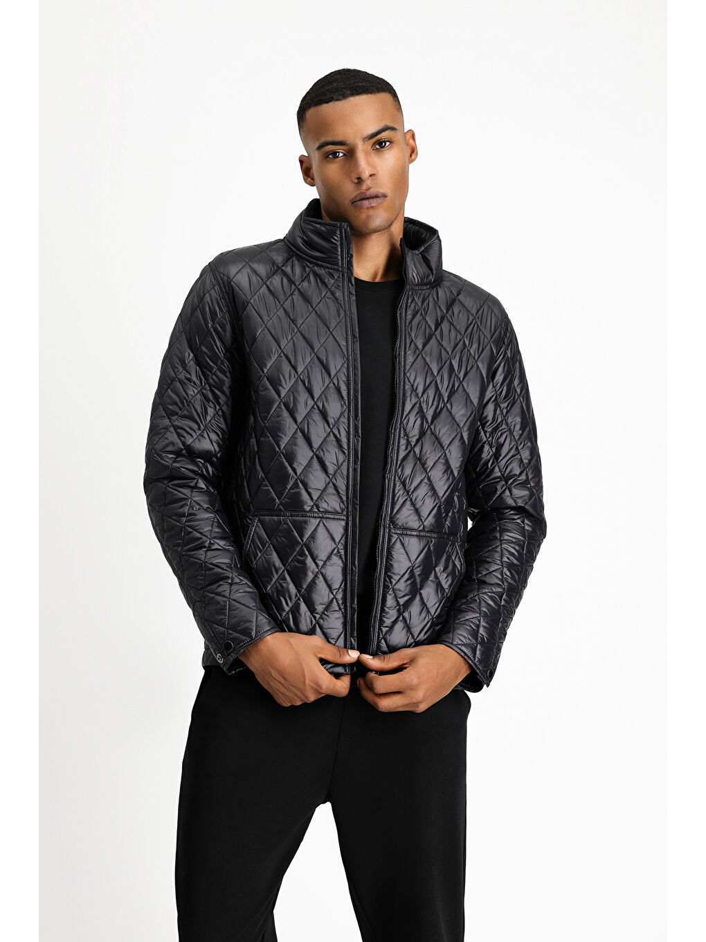 Siyah Kapitone Spor Şişme Mont-3