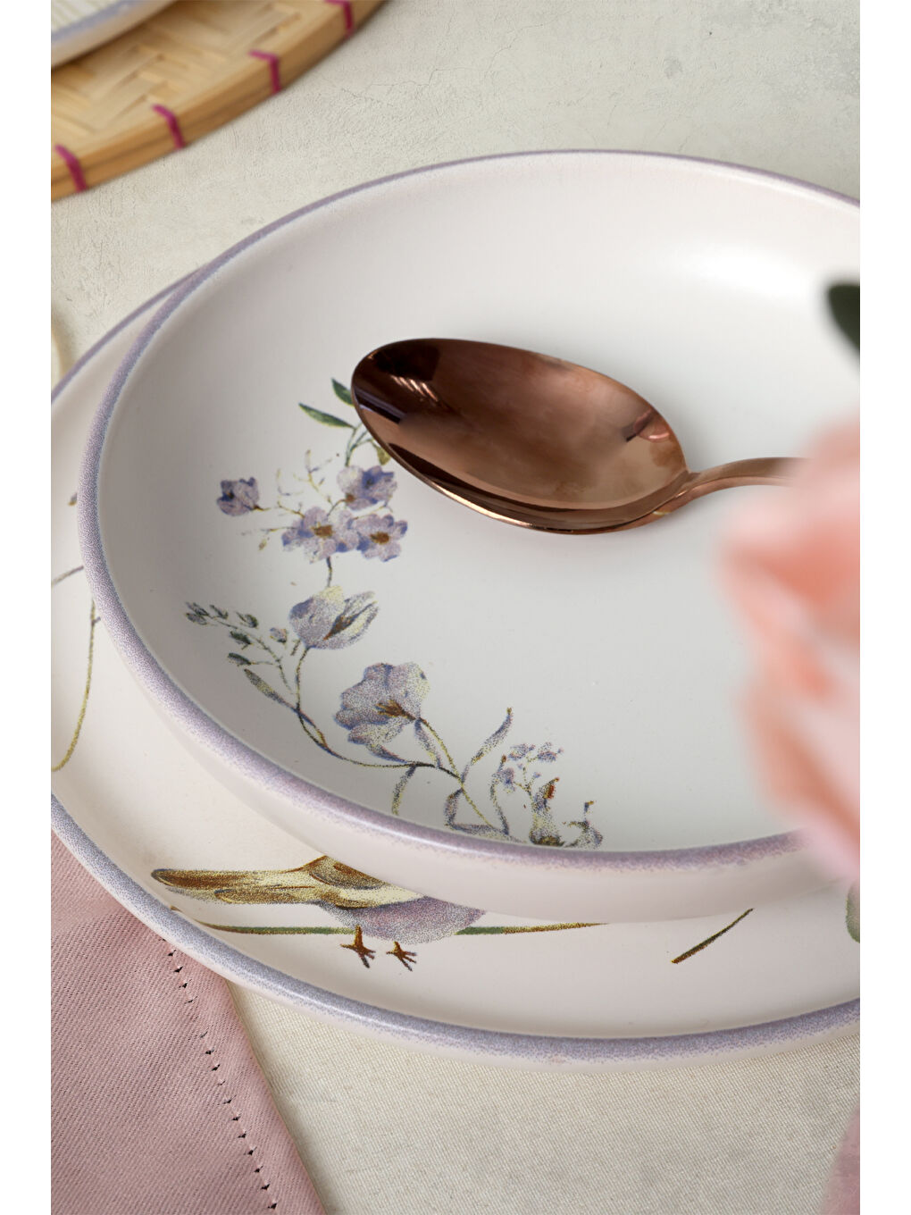 Karışık Purple Bloom Nordıc Yemek Takımı 24 Parça 6 Kişilik-1