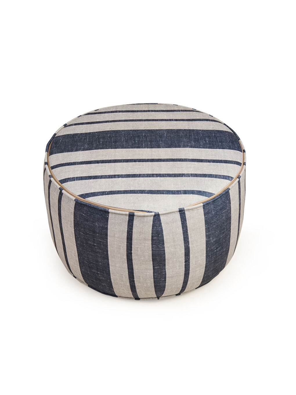 Nautical Puf - Mavi / Krem - 36x56x56 cm-3