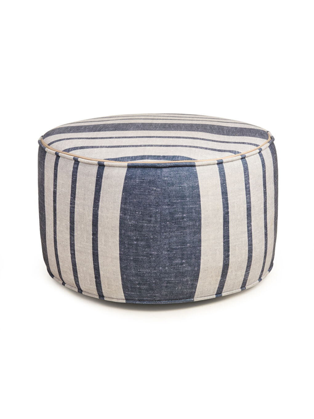 Nautical Puf - Mavi / Krem - 36x56x56 cm-5
