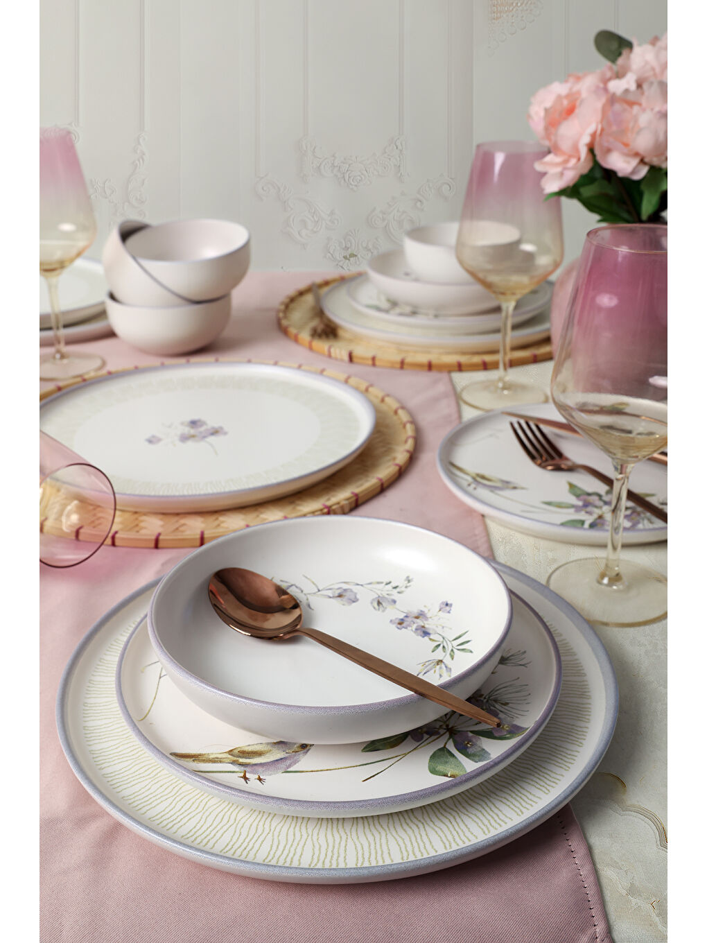 Karışık Purple Bloom Nordıc Yemek Takımı 24 Parça 6 Kişilik-2