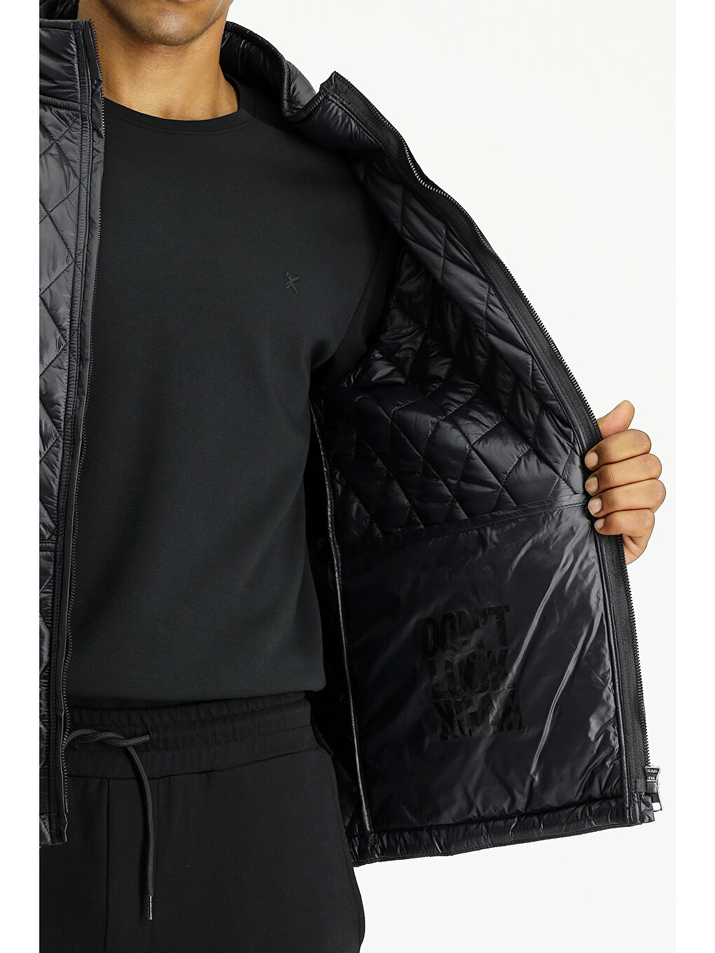 Siyah Kapitone Spor Şişme Mont-5