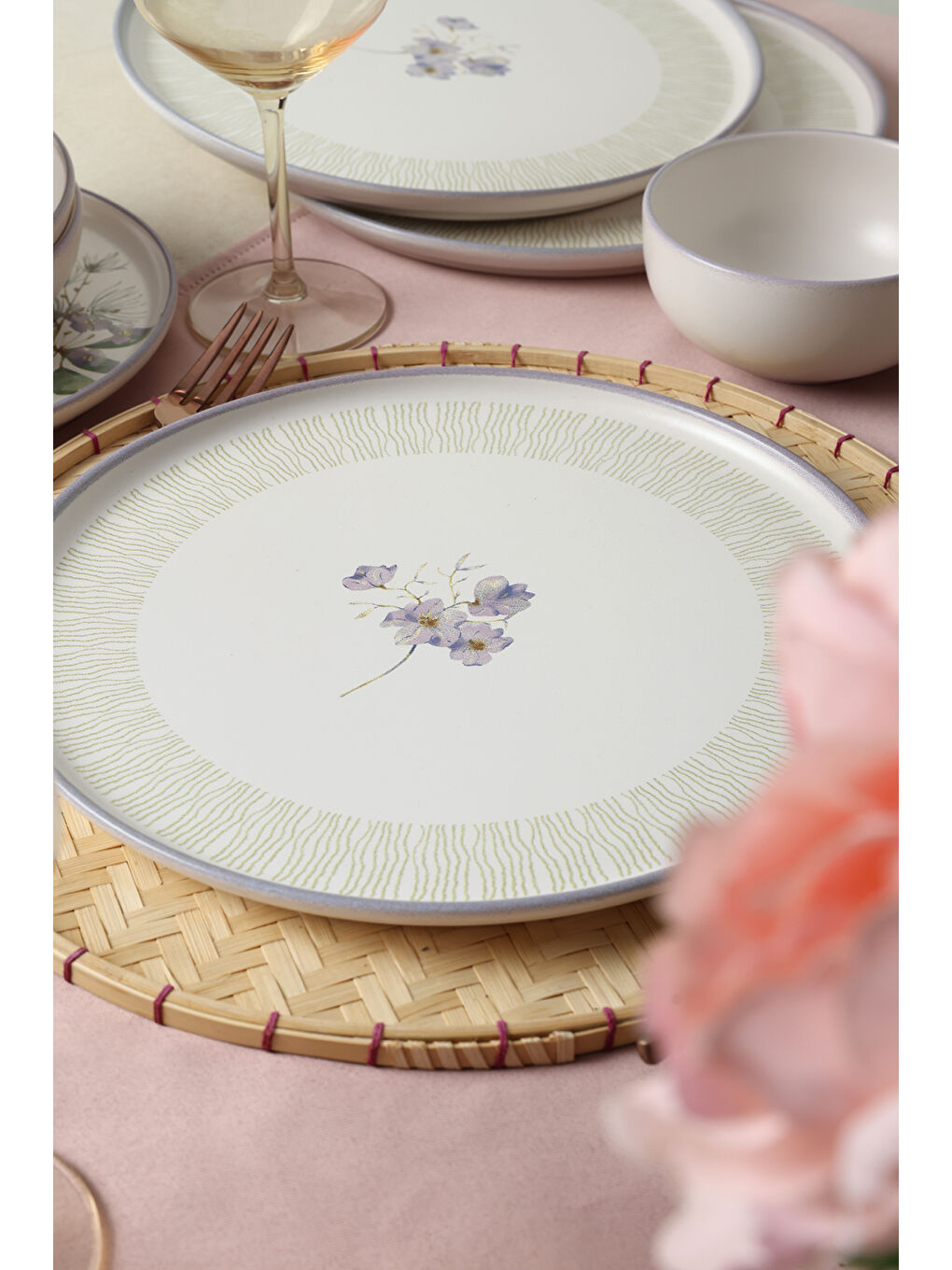 Karışık Purple Bloom Nordıc Yemek Takımı 24 Parça 6 Kişilik-4