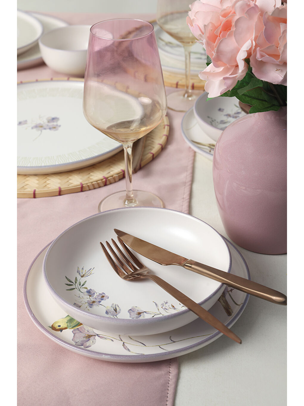 Karışık Purple Bloom Nordıc Yemek Takımı 24 Parça 6 Kişilik-5